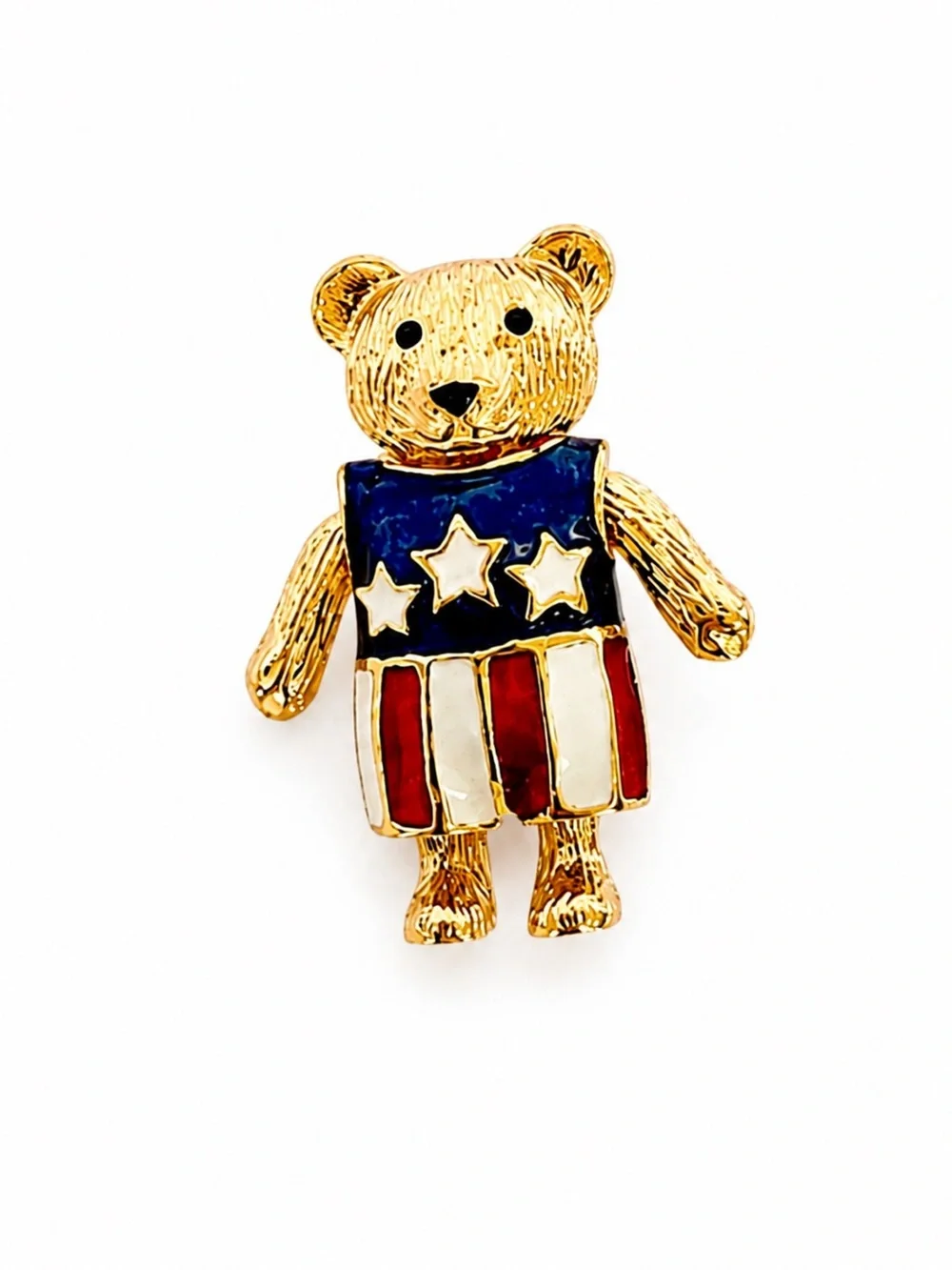 Vintage NOS Interchangeable Teddy Bear Brooch with 5 Enamel Outfits